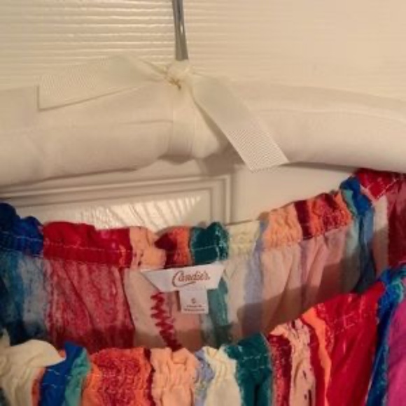 Candie's Multicolor Stripe Top On or Off Shoulder Size Small - Picture 4 of 5